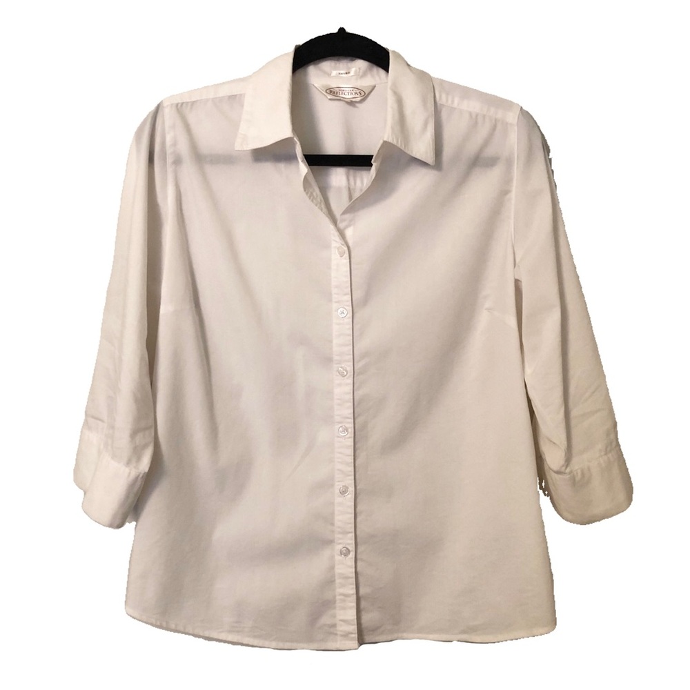 Northern Reflections White 3/4 Sleeve Button Up Shirt